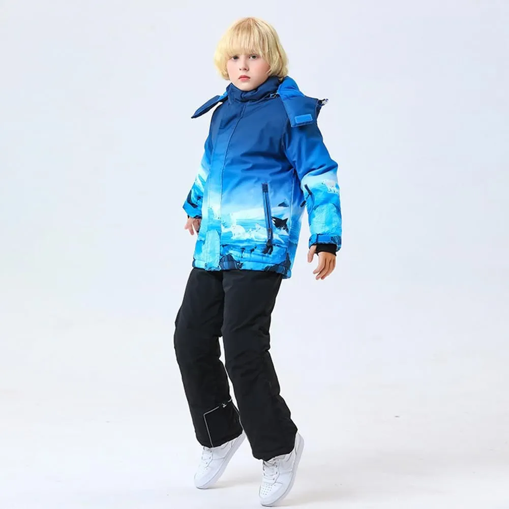 HOTIAN Boys Ski Jacket Colorful Waterproof Insulated Snow Coat Windproof Unisex Winter Outdoor Coats