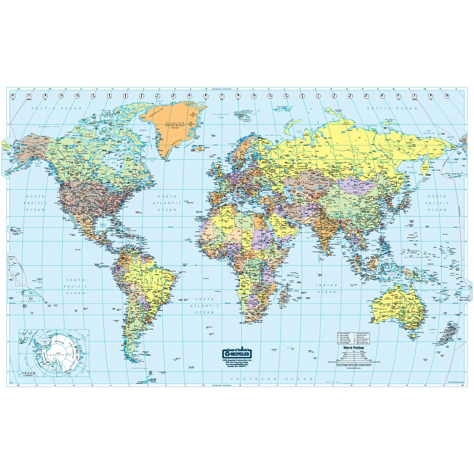 House of Doolittle World Laminated Map, 50 x 33 (HOD 710)