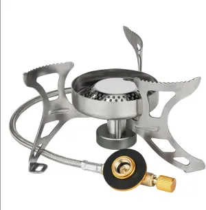 Hvsport Camping Stoves Portable Folding Fire Gas Stove Camping Gear Camping Equipment Outdoor Windproof Stove (Color : Silver, Size : 13.8 * 7cm)