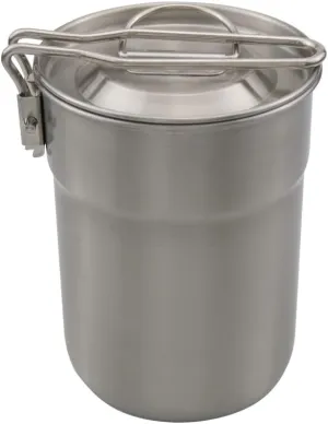 HXBER Camping Cup Stainless Steel Coffee Mug Portable Cooking Pot 1L with Lid Folding Handle for Camping Picnic Hiking Backpacking