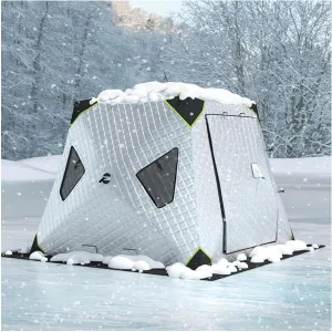 Ice Fishing Shelter Winter Fishing Tent, 2 Doors Windproof Insulated Ice Fishing Tent, with Carry Bag, Rope and Anchors, Outdoor Winter Fishing Camping