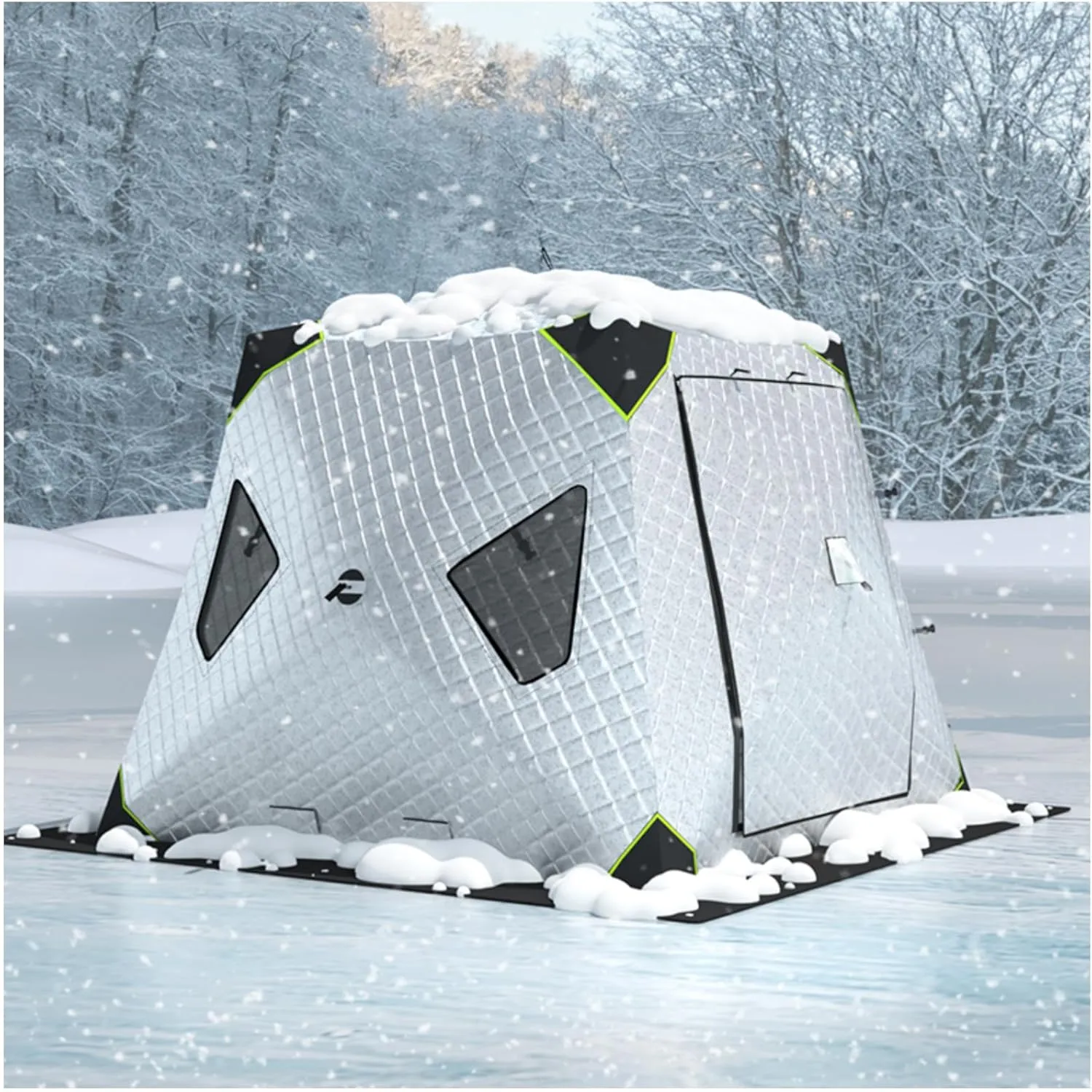 Ice Fishing Shelter Winter Fishing Tent, 2 Doors Windproof Insulated Ice Fishing Tent, with Carry Bag, Rope and Anchors, Outdoor Winter Fishing Camping