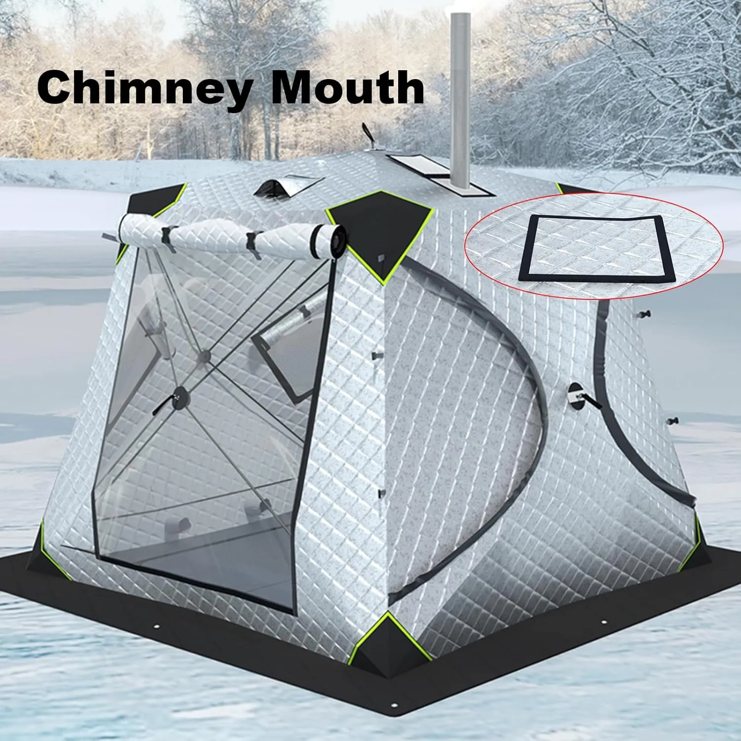 Ice Fishing Shelter Winter Fishing Tent, 2 Doors Windproof Insulated Ice Fishing Tent, with Carry Bag, Rope and Anchors, Outdoor Winter Fishing Camping