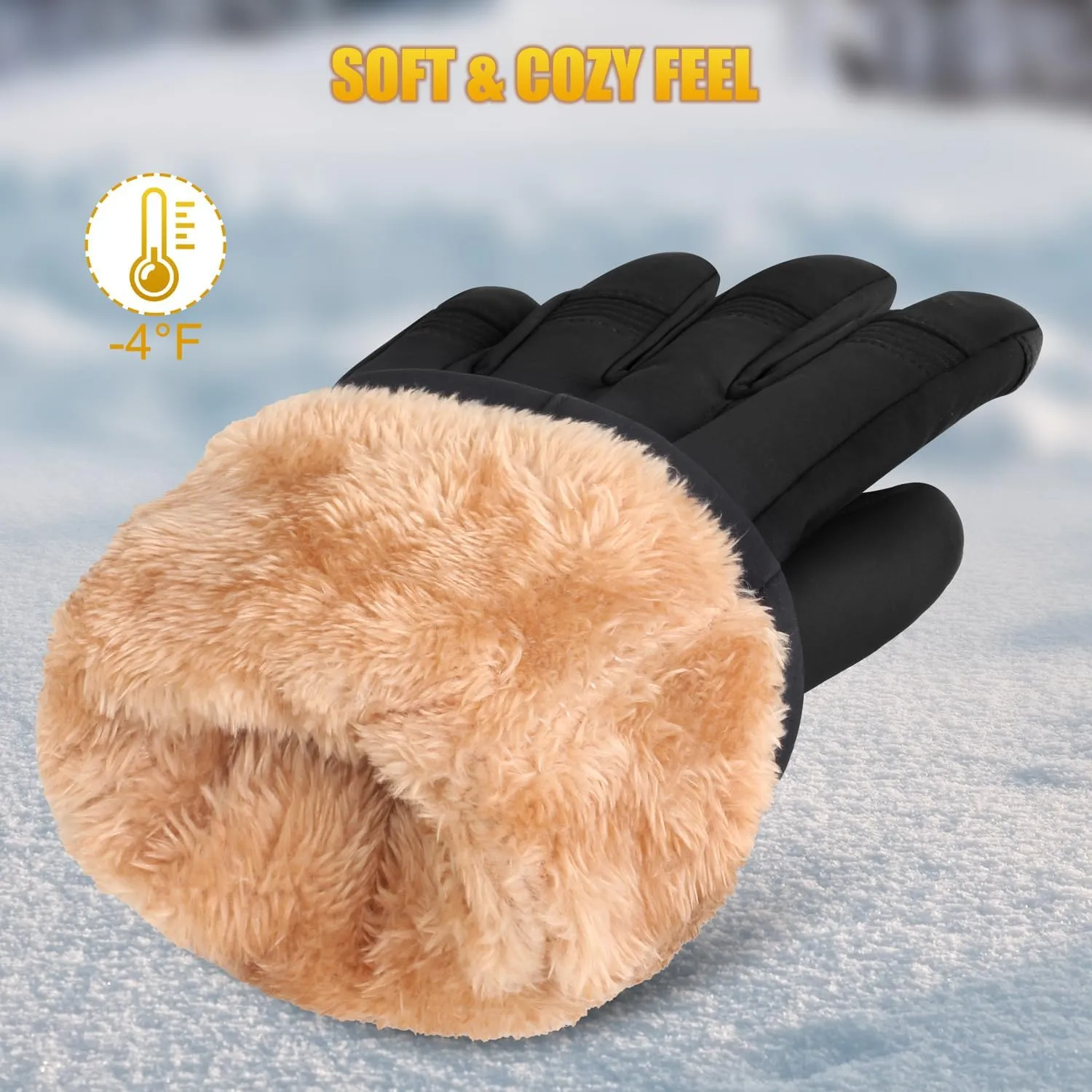 ihuan Winter Waterproof Gloves Women Men Ski Snow-Cold Weather Warm Thermal Touch Screen, Driving Hiking Motorcycle Cycling