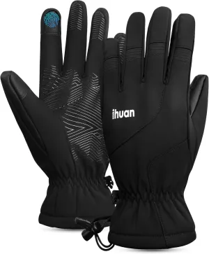 ihuan Winter Waterproof Gloves Women Men Ski Snow-Cold Weather Warm Thermal Touch Screen, Driving Hiking Motorcycle Cycling