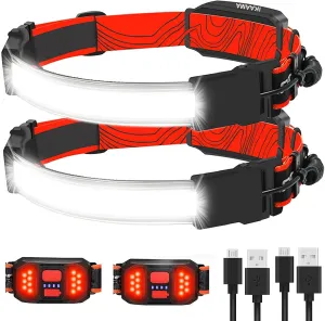 IKAAMA Headlamp Rechargeable, 500 Lumen Super Bright LED Head Lamp with 210° Wide Beam, 3 Modes Lightweight Headlight, IP42 Waterproof Head Flashlight for Outdoor Camping Hiking Running Cycling