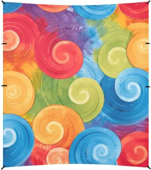 Indianred Tie-dye Background Vibrant Colors and Swirling Patterns Tie-dye Pattern Foldable Beach Cabana UPF50  Lightweight Portable Sunshade Includes Sand Shovel, Sandbags, Stability Poles for