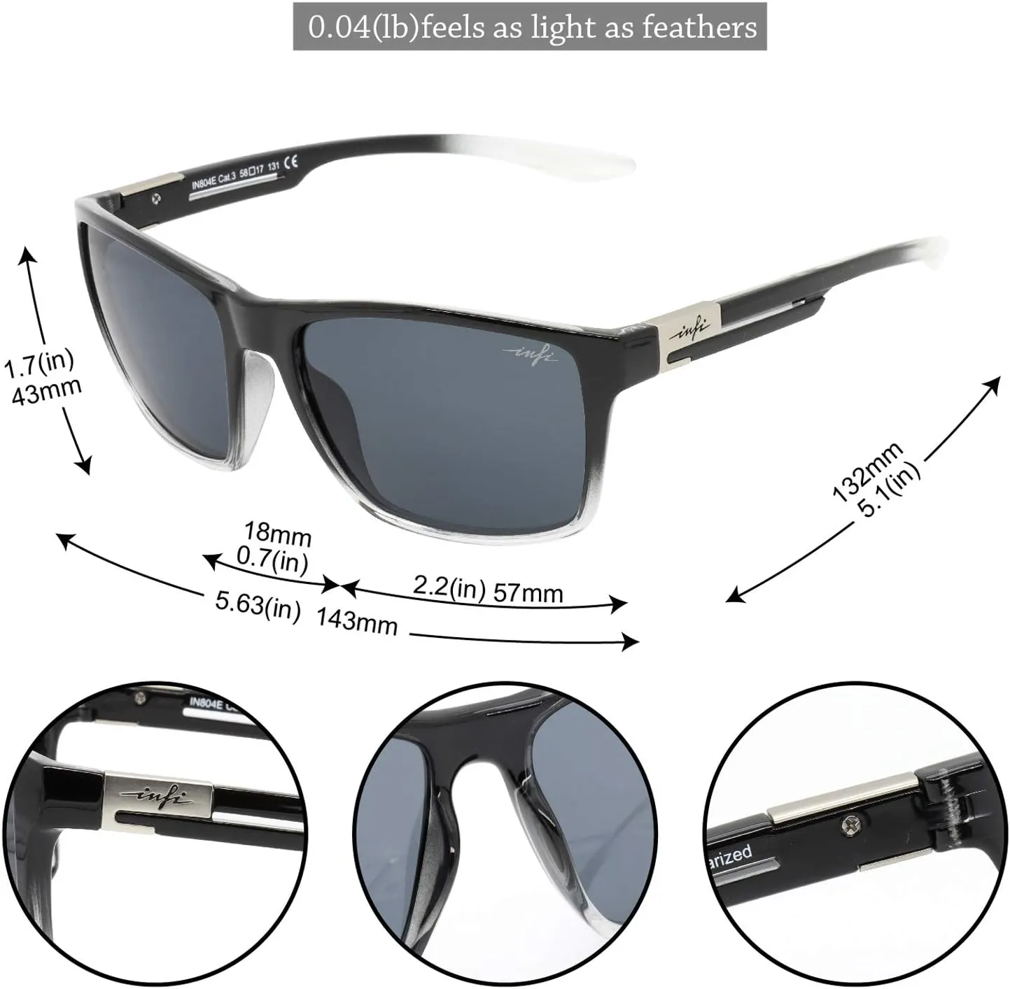 INFI Fishing Polarized Sunglasses for Men Driving Running Golf Sports Glasses Square UV Protection Designer Style Unisex