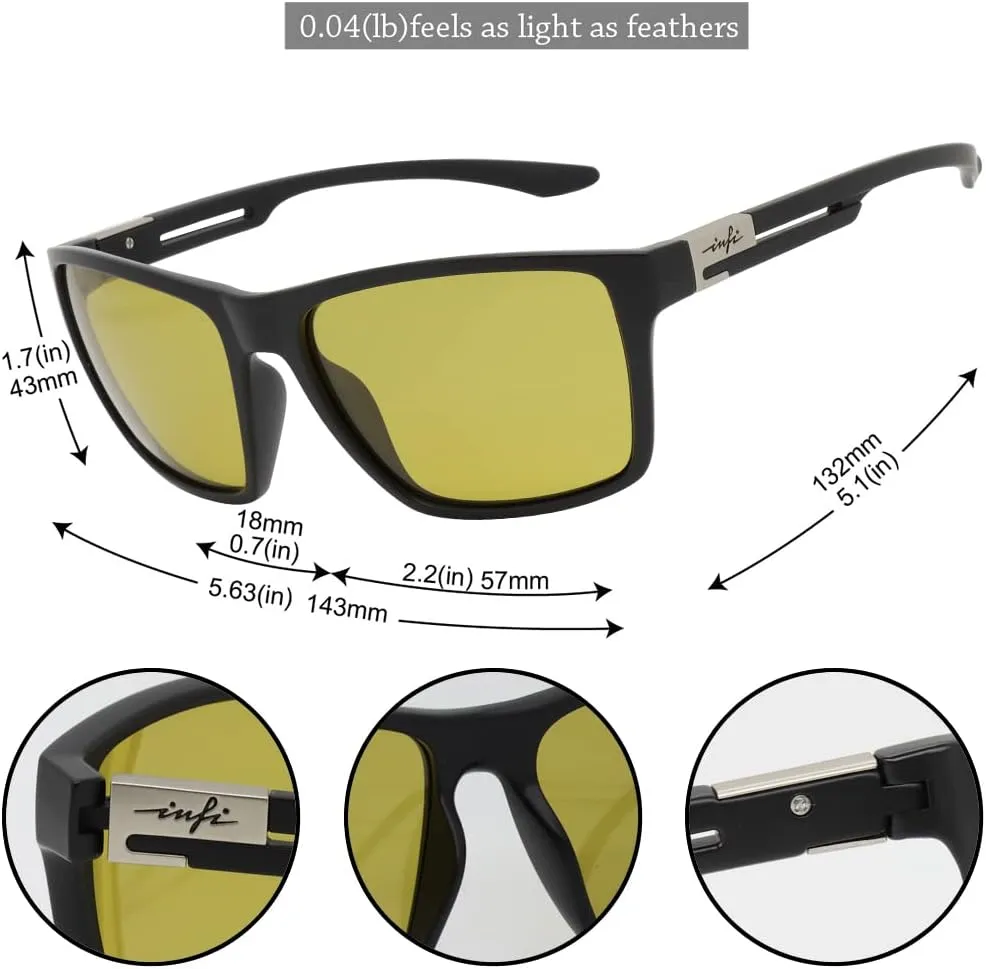 INFI Fishing Polarized Sunglasses for Men Driving Running Golf Sports Glasses Square UV Protection Designer Style Unisex