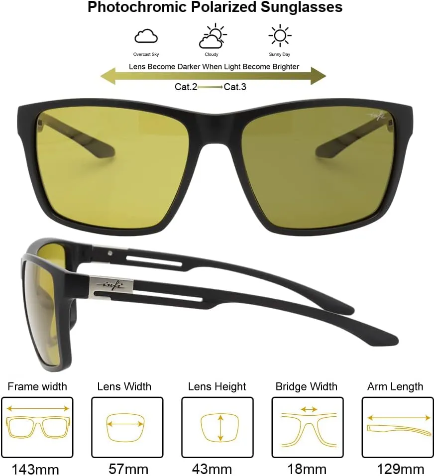 INFI Fishing Polarized Sunglasses for Men Driving Running Golf Sports Glasses Square UV Protection Designer Style Unisex