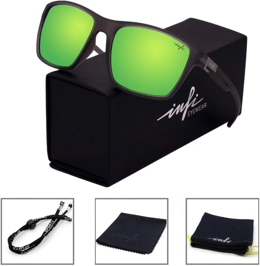 INFI Fishing Polarized Sunglasses for Men Driving Running Golf Sports Glasses Square UV Protection Designer Style Unisex
