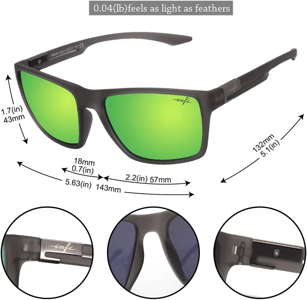 INFI Fishing Polarized Sunglasses for Men Driving Running Golf Sports Glasses Square UV Protection Designer Style Unisex