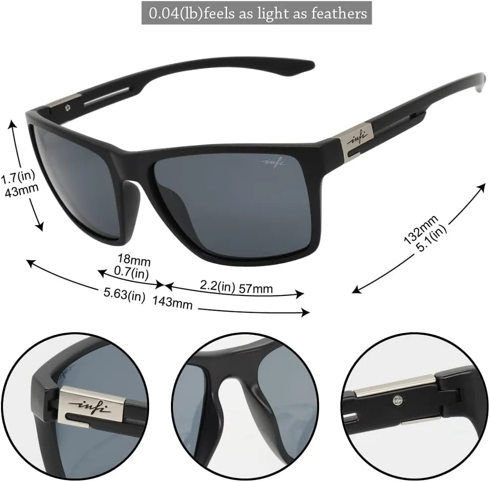 INFI Fishing Polarized Sunglasses for Men Driving Running Golf Sports Glasses Square UV Protection Designer Style Unisex