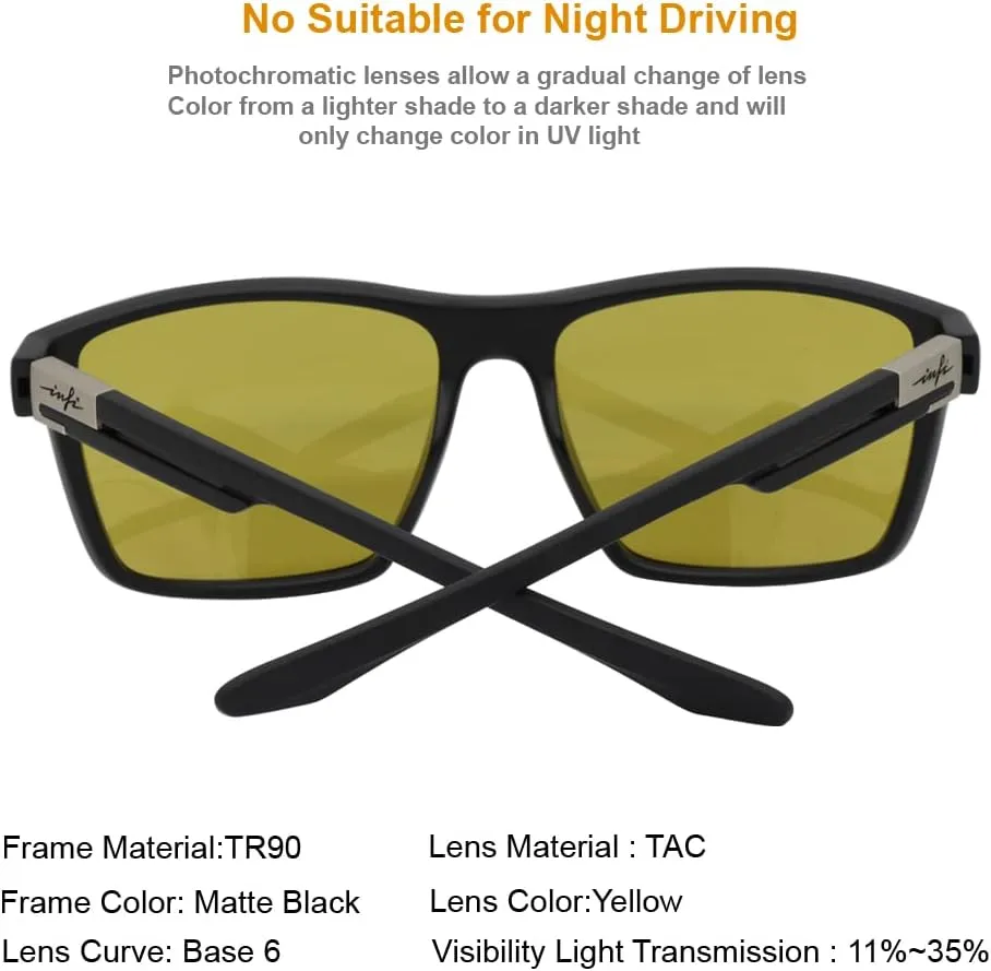 INFI Fishing Polarized Sunglasses for Men Driving Running Golf Sports Glasses Square UV Protection Designer Style Unisex