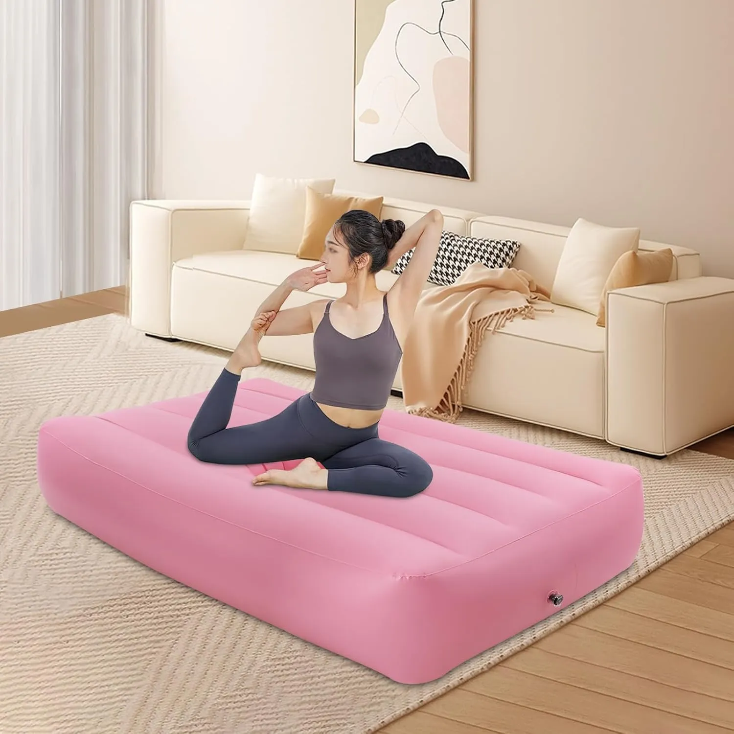Inflatable Bed with Electric Air Pump Post Surgery Recovery Bed w/Hole PVC Inflatable Bed Indoor/Outdoor Blow-Up Guest Bed Foldable Air Mattresses Portable Lifting Cushions 72 * 40 * 17in