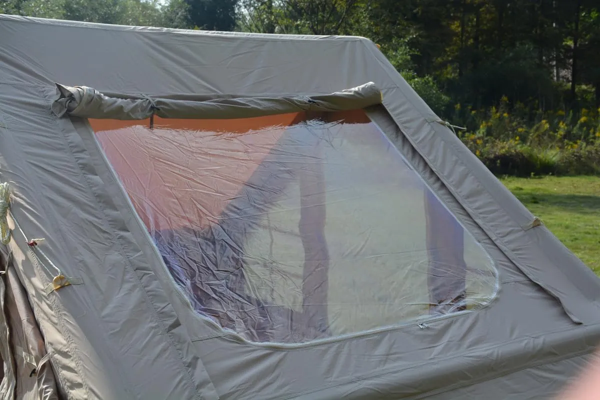 Inflatable Camping Tent with Hand Pump,Waterproof and Windproof,Blow up Tent w/Canopy,Portable Air Glamping Tents,4 Seasons,Easy Setup for 7-8 People