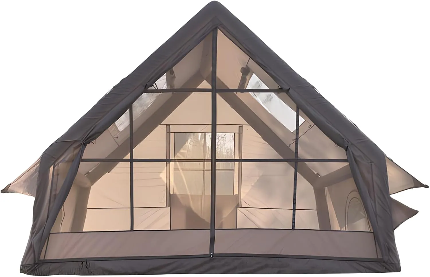Inflatable Tents for Camping, 1-6 Person Family Blow-Up Tent, Easy Setup Waterproof Tents for Camping, Windproof Outdoor Air Tent, Large 4 Seasons Family Glamping Hiking House Beige 300cm