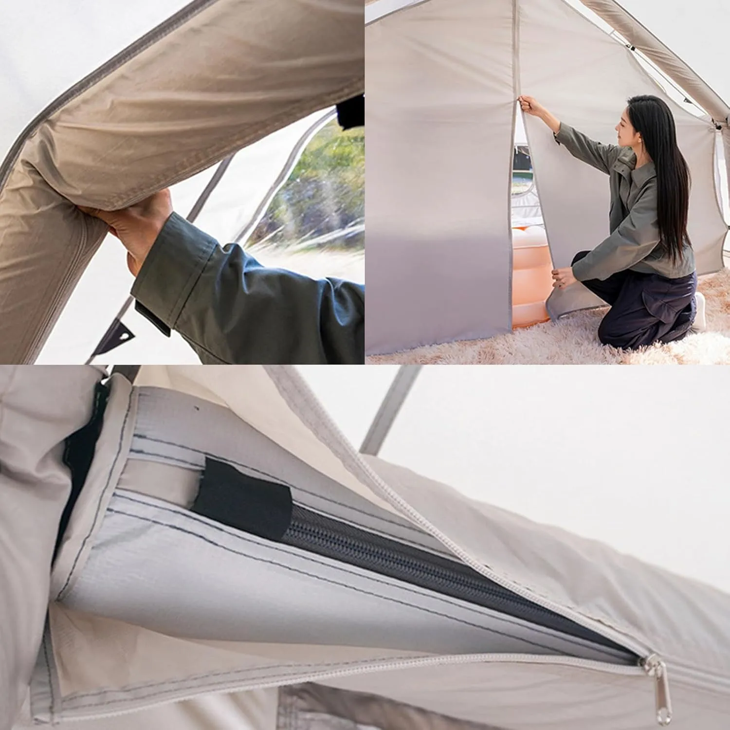 Inflatable Tents for Camping with Pump 4-8 Person Camping Tent with Stove Jack,4 Season Waterproof Windproof Large Air Tent,Outdoor Family Glamping Tent with Mesh Windows Doors