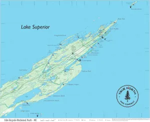 Isle Royale Map - Northeast – Waterproof, Durable Cloth Map for Hiking and Camping by True North Map Company