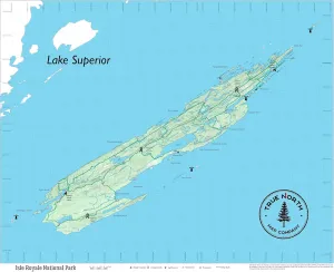 Isle Royale Map - Overview – Waterproof, Durable Cloth Map for Hiking and Camping by True North Map Company