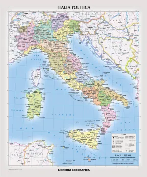Italy Political Wall Supermap in Italian 1174 x 1000 mm Wall Map