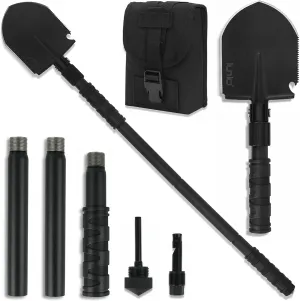 iunio Camping Shovel,Shovel Folding, Portable, Multitool, Foldable Entrenching Tool, Collapsible Spade, for Backpacking, Trenching, Hiking, Survival, Car Emergency