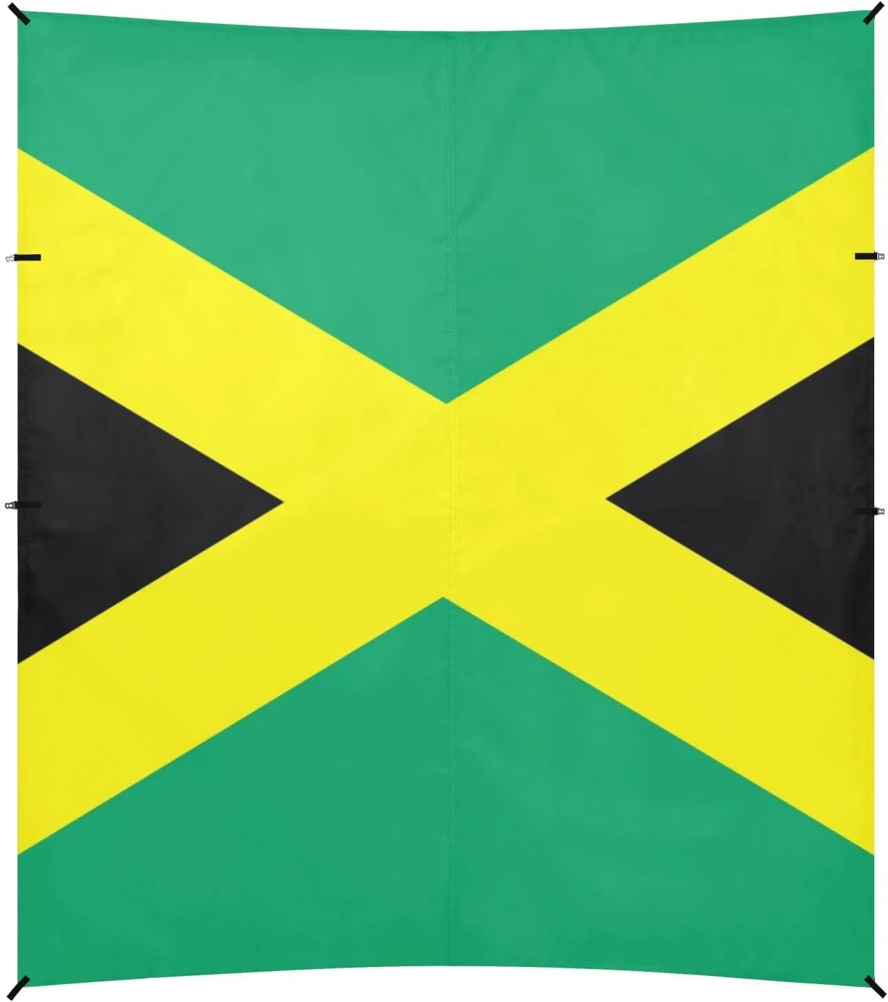 Jamaica Flag Foldable Beach Canopy UPF50  Protection Waterproof Sun Shade with Sandbags and Shovel for Backyard, Grassland, Park