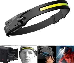 Jojomis 3xCOB LED Headlamp Rechargeable Headlight Torch Light Motion Sensor Flashlight