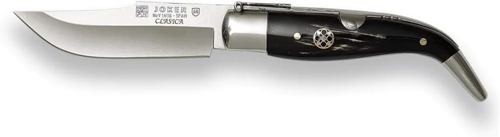 Joker Pocket Knife Classic NF109 with Buffalo Handle and Embedded Mosaic Blade 3,1 in. MOVA, Contains case, Fishing, Hunting, Camping and Trekking Tool