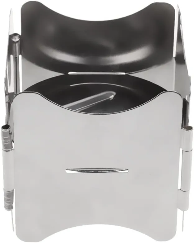 JSEIAJB Portable Stainless Steel Folding Wood Stove Pot Stand for Outdoor Picnic Camping Backpacking