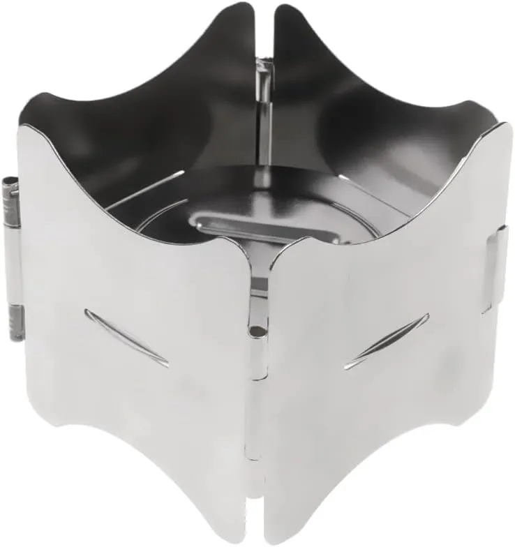 JSEIAJB Portable Stainless Steel Folding Wood Stove Pot Stand for Outdoor Picnic Camping Backpacking