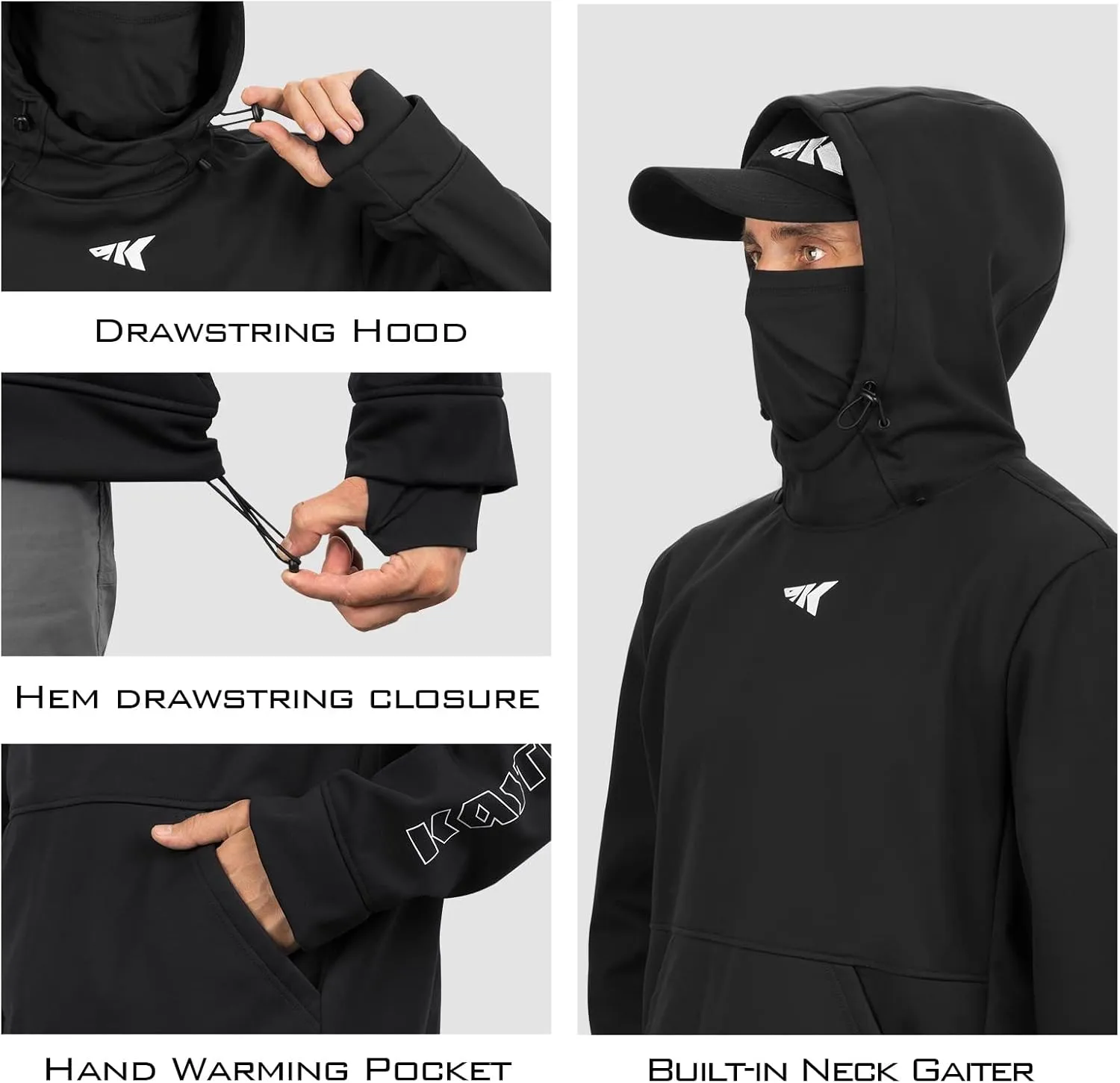 KastKing Mountain Mist Fishing Hoodie Water Resistant Windproof, Breathable Fleece Lining, Built-In Neck Gaiter & Thumb Holes