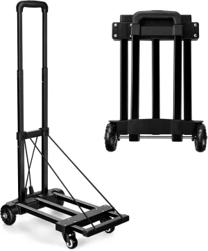 KEDSUM Folding Hand Truck, 290 lbs, 4 Wheels Solid Construction Heavy Duty Utility Cart, Portable Fold Up Dolly, Compact and Lightweight for Luggage, Personal, Travel, Moving and Office Use