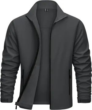 KEFITEVD Men's Tactical Jacket Fleece Lined Softshell Jackets Waterproof Stand Collar Jacket Outdoor Hunting Coat