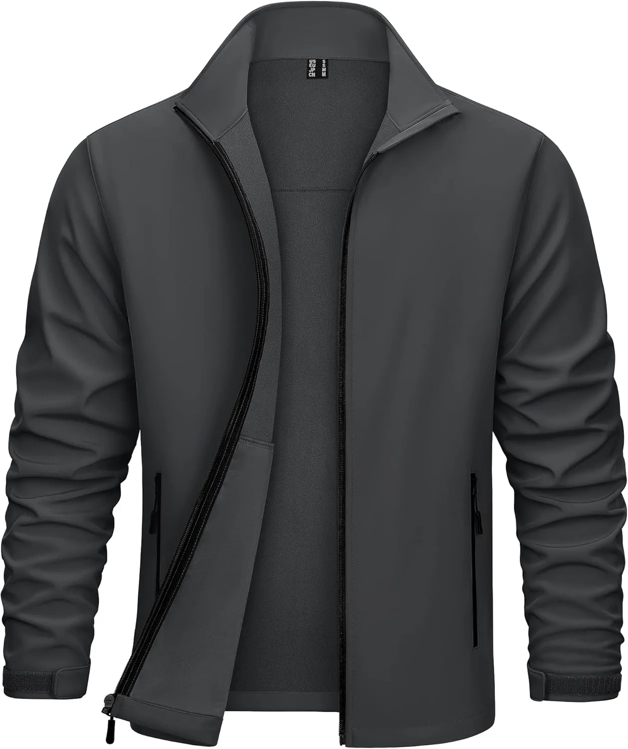 KEFITEVD Men's Tactical Jacket Fleece Lined Softshell Jackets Waterproof Stand Collar Jacket Outdoor Hunting Coat