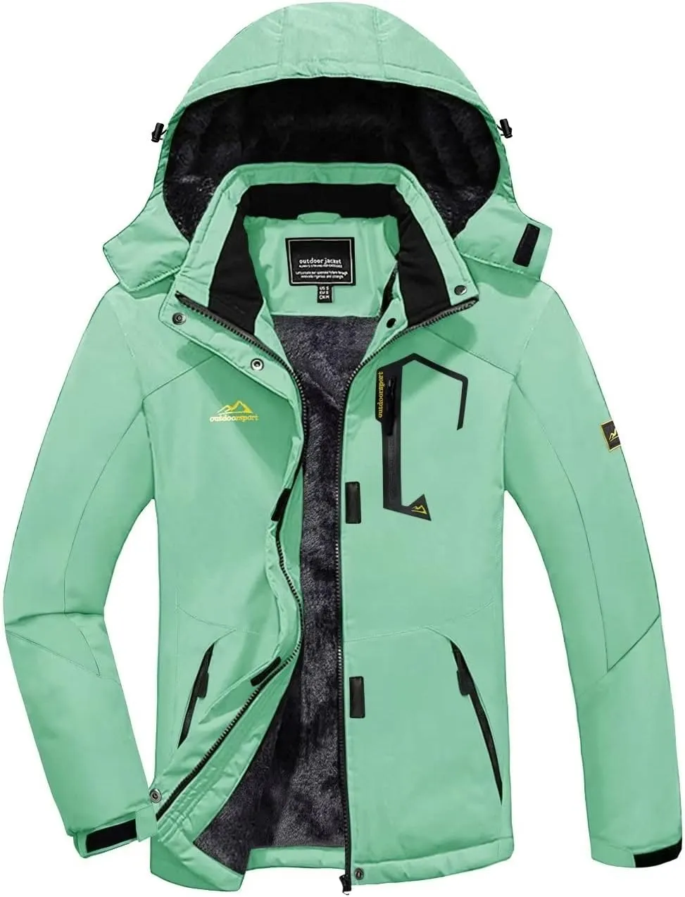 KEFITEVD Women's Waterproof Ski Snow Jacket Snowboarding Jackets Windproof Fleece Warm Heavy Hooded Coat Mountain Rain Jacket