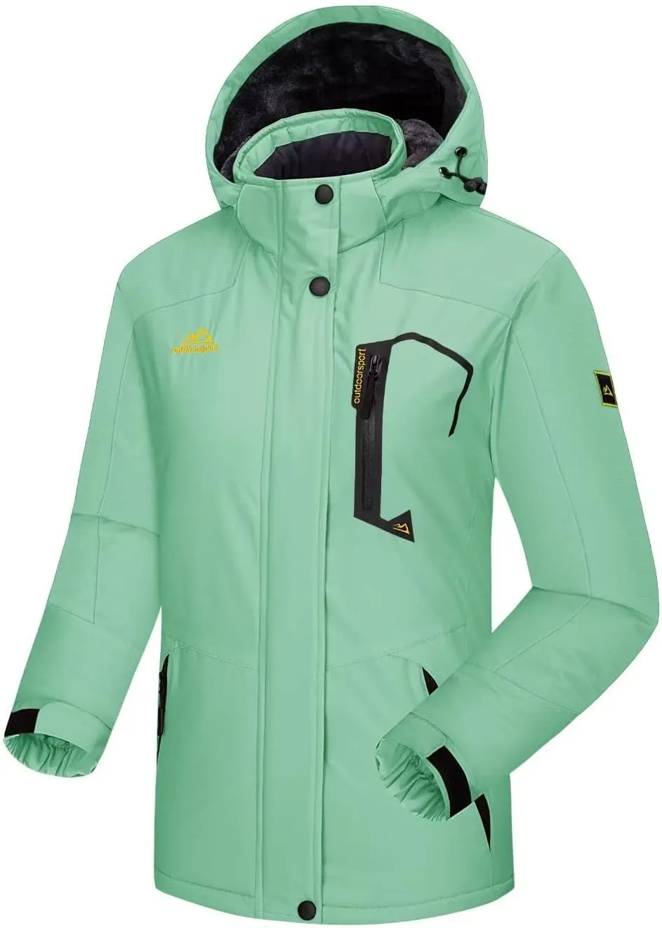 KEFITEVD Women's Waterproof Ski Snow Jacket Snowboarding Jackets Windproof Fleece Warm Heavy Hooded Coat Mountain Rain Jacket