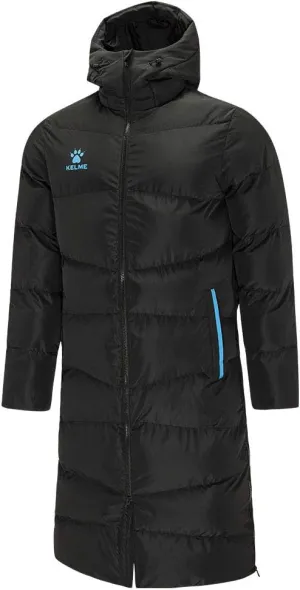 KELME Men's Long Parka Winter Coats, Windproof Hooded Soccer Jacket, Stadium Outdoor Cold Weather Warm Outerwear