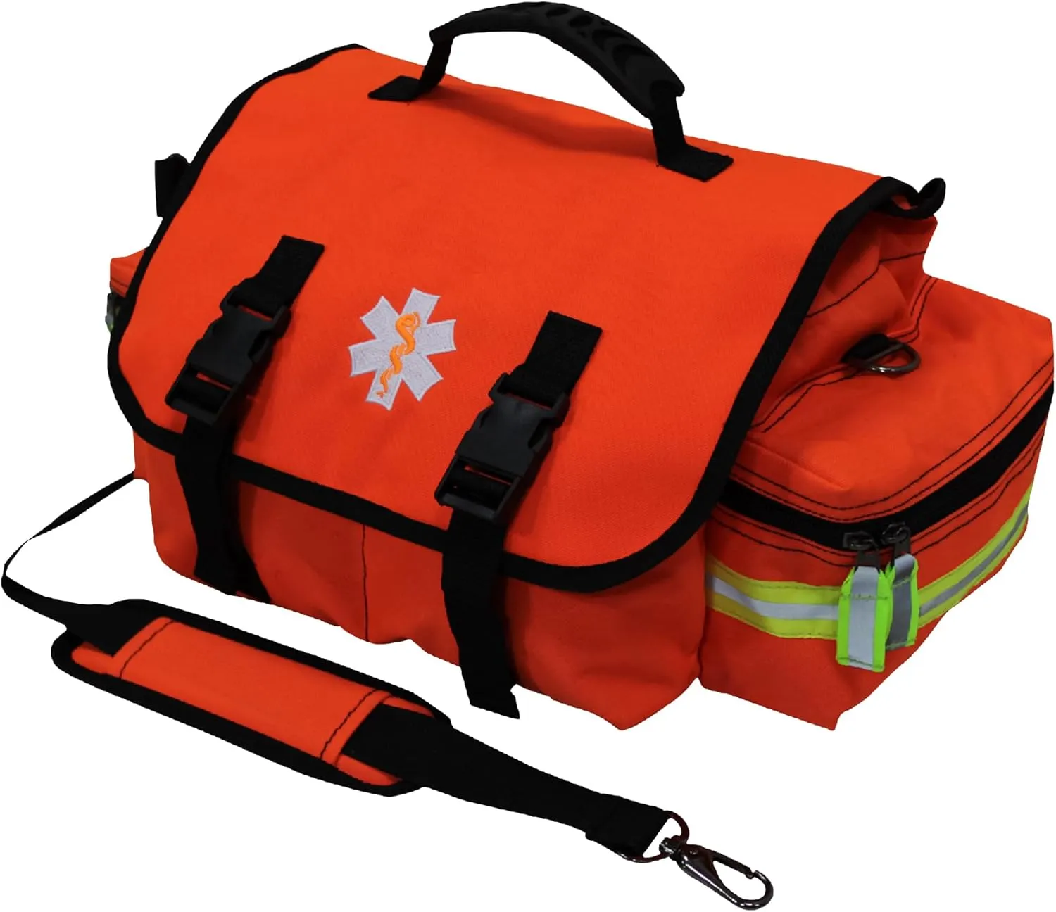 Kemp USA EMT First Responder Trauma Bag - First Aid Kit & Survival Gear with High Visibility Reflectors for Rapid First Aid & Medical Response Survival Tools Organizer - Orange