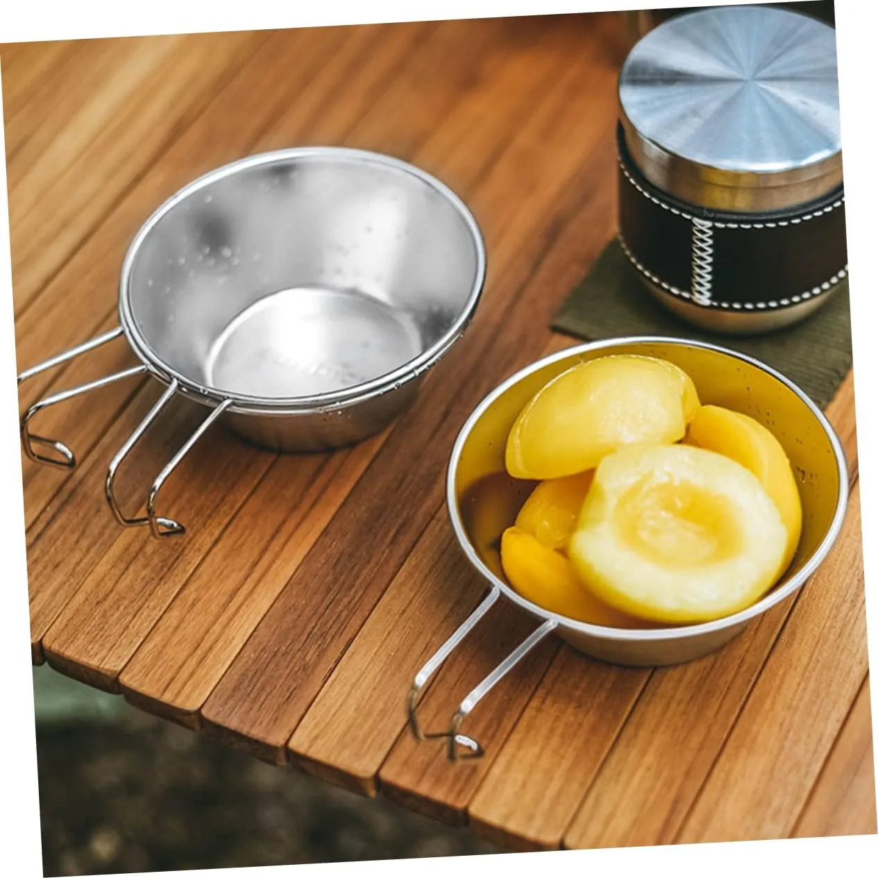 KESYOO Stainless Steel Salad Bowl Cups Foldable Portable Water Camping Small Wine Cup Compact Bowl Reusable