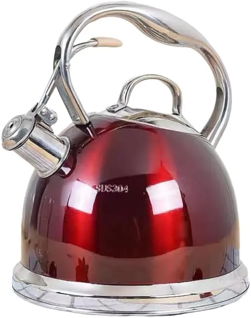Kettle,Stovetop Whistling Kettle, High Capacity, Stainless Steel, Three Layer Composite Bottom, Fast Heat Elegant and for Gas Stove, Induction, Etc. Quick Boil-Gold||3L Teapots(Red)