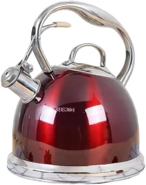 Kettle,Stovetop Whistling Kettle, High Capacity, Stainless Steel, Three Layer Composite Bottom, Fast Heat Elegant and for Gas Stove, Induction, Etc. Quick Boil-Gold||3L Teapots(Red)