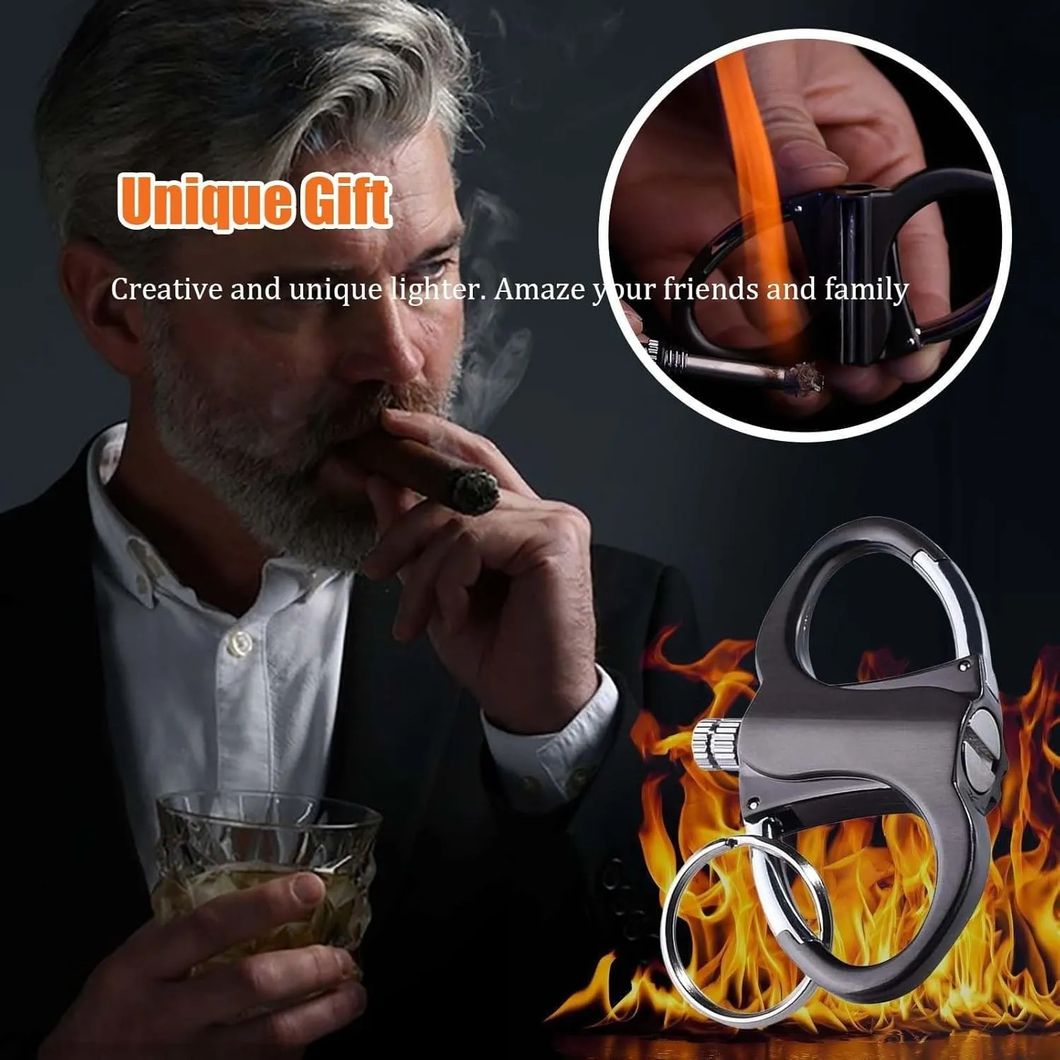 Keychain Lighter, Keychain Lighter Match Strike for Outdoor Adventure Survival and Home, Waterproof and Windproof Portable Compact, Gift for Survivalists or Gadget Lovers(2sliver)