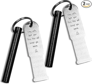 KF525 Stay Safe Keychain Fire Starter with 2.5 Inch Long Ferro Rod and Striker for Camping Emergency (Pack of 2)