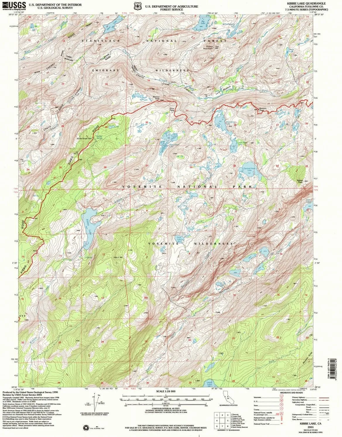 Kibbie Lake CA topo map, 1:24000 Scale, 7.5 X 7.5 Minute, Historical, 2001, Updated 2004, 26.7 x 21.4 in