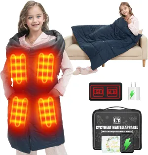 Kids Heated Blanket Battery Operated - Boys and Girls 7.4V DC Portable Wireless Cordless USB Heating Blanket for Outdoors