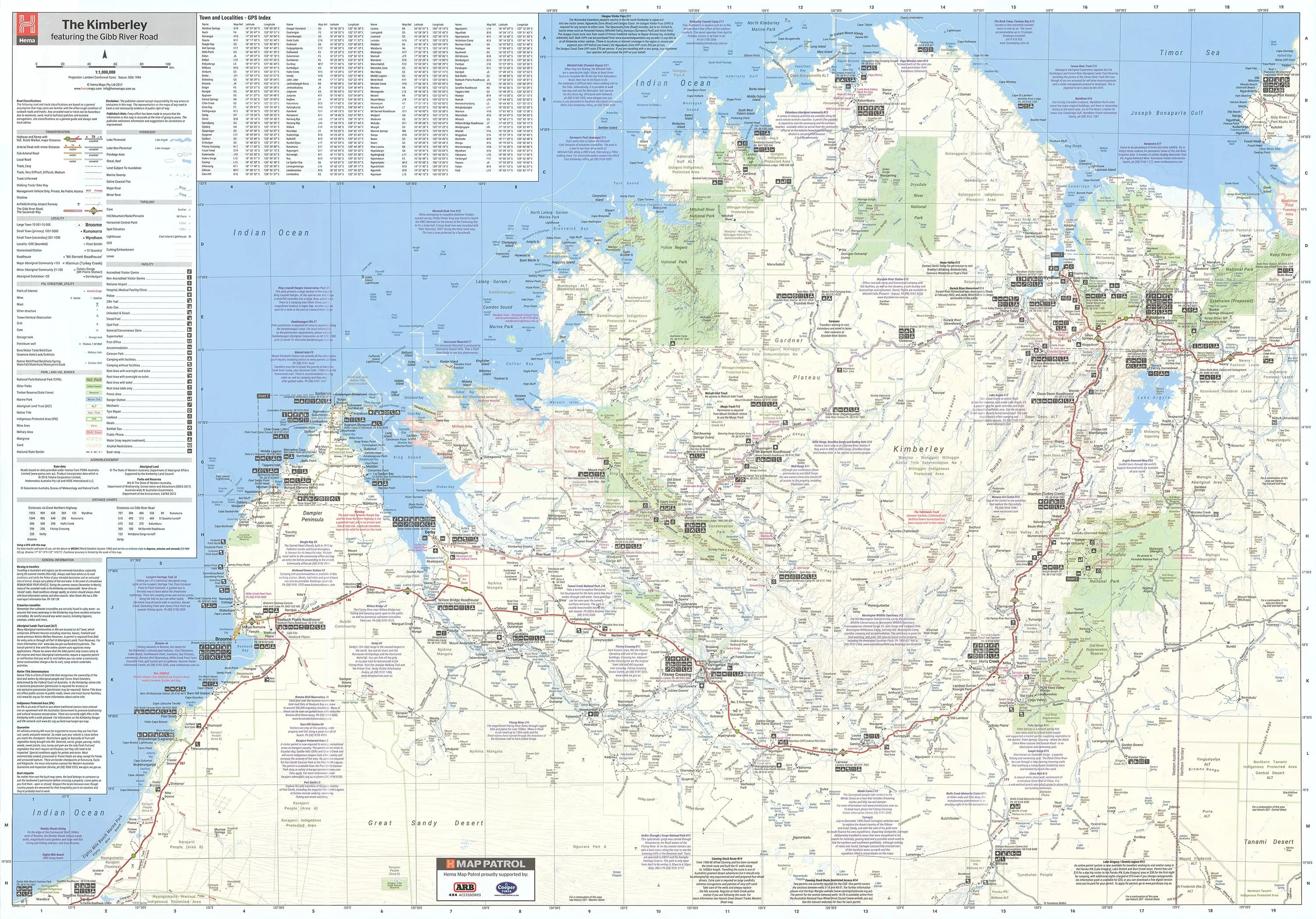 Kimberley Hema 1430 x 1000mm Supermap Laminated Wall Map