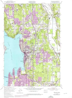 Kirkland WA topo map, 1:24000 Scale, 7.5 X 7.5 Minute, Historical, 1950, Updated 1976, 28 x 22.1 in
