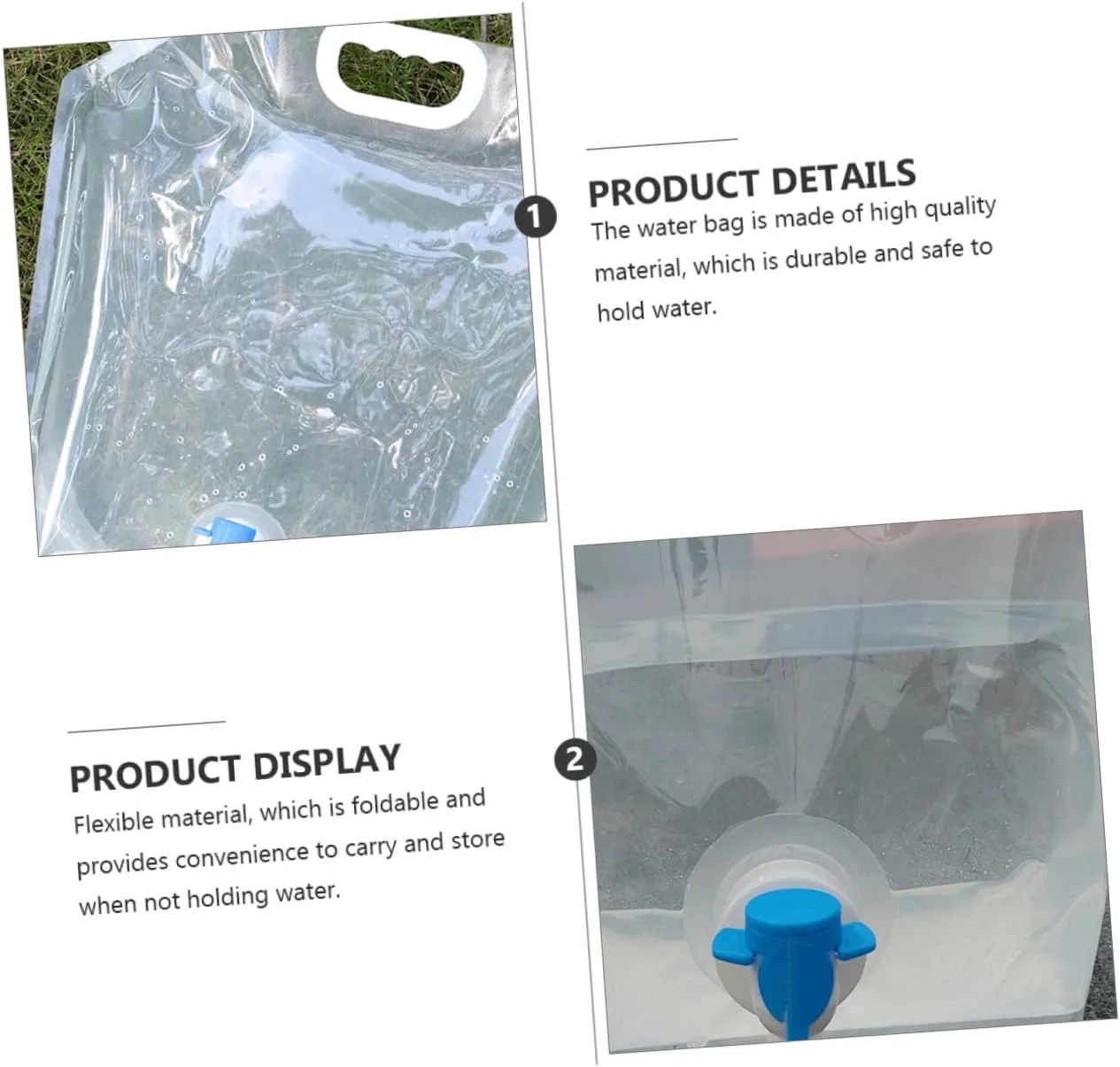 Kisangel Portable Water Storage Bag 2pcs Large Capacity Outdoor Water Container