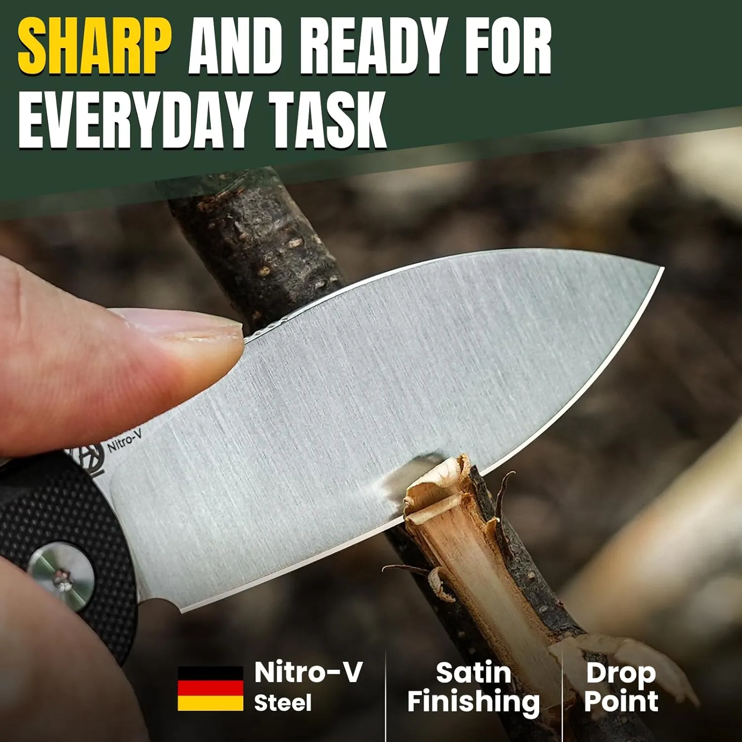 Kizer Infinity Pocket Knife, Flipper Folding Small Knife with 3.09" Nitro-V Steel Blade, G10 Handle Folding Pocket Knife with Clip for Men Women, Camping Hunting Knife V3579M1